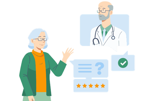 Patientin gibt positives Feedback zu ihrem Arztbesuch