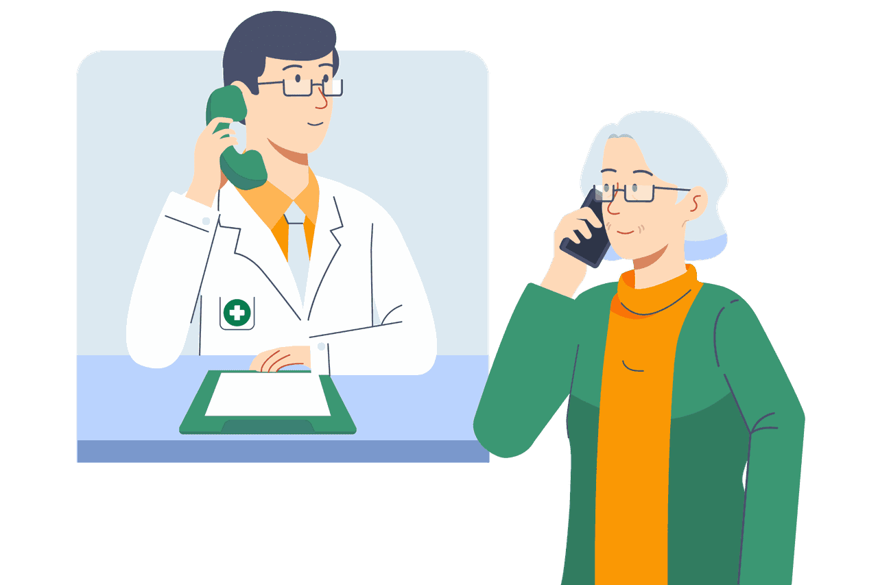 Patientin telefoniert mit einem Arzt